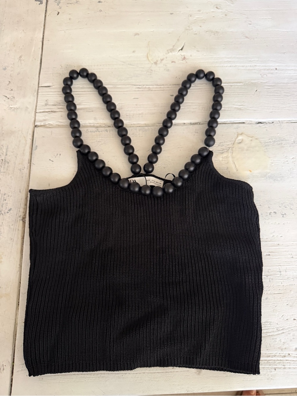 Zara Black Beaded Necklace Top